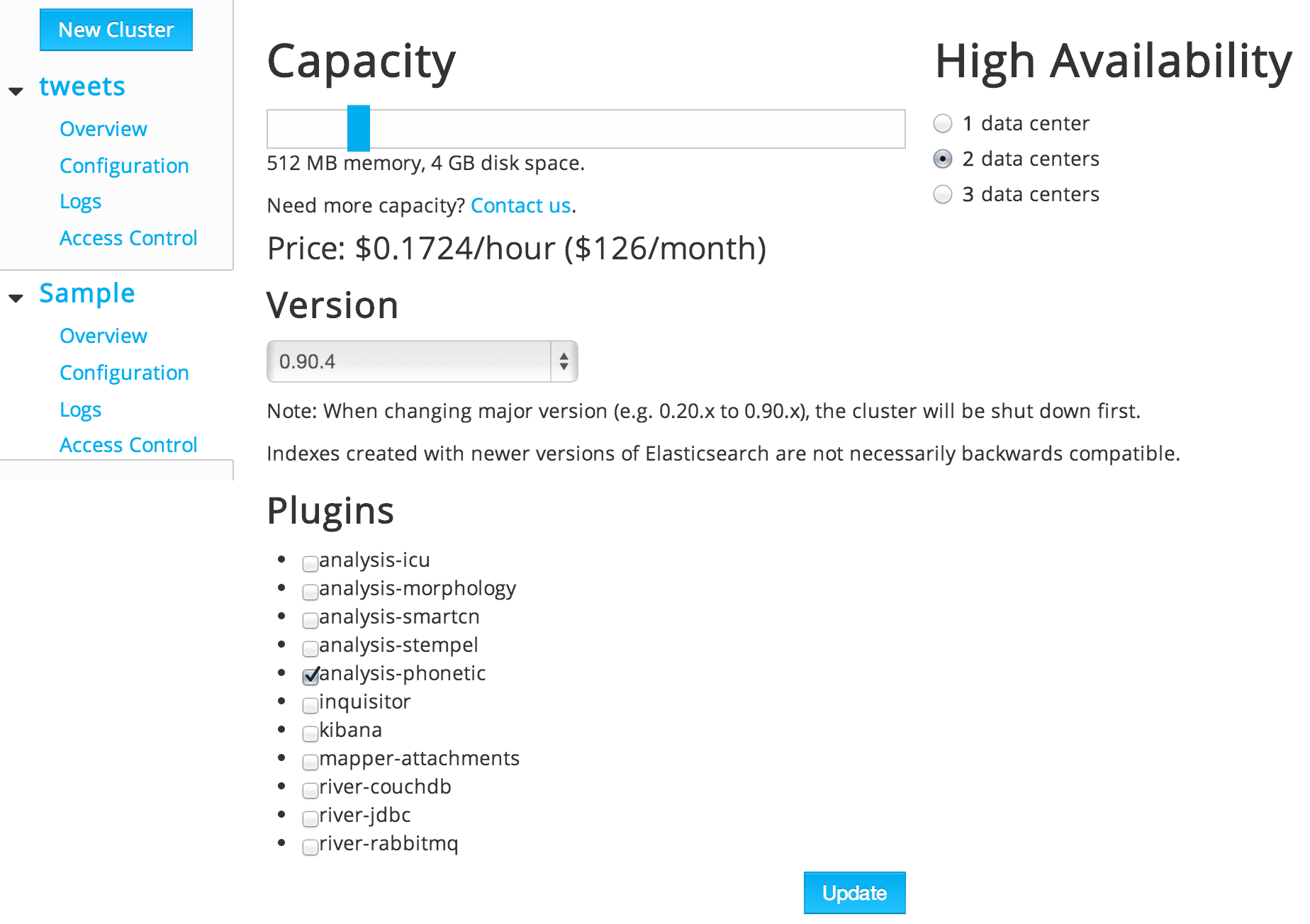 Configuring a running cluster