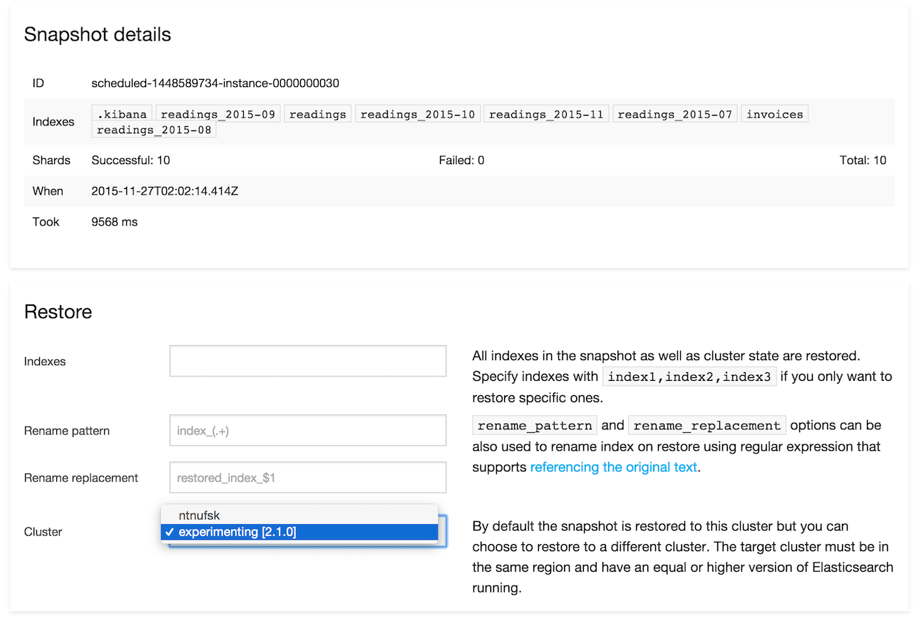 Restoring a snapshot to another cluster