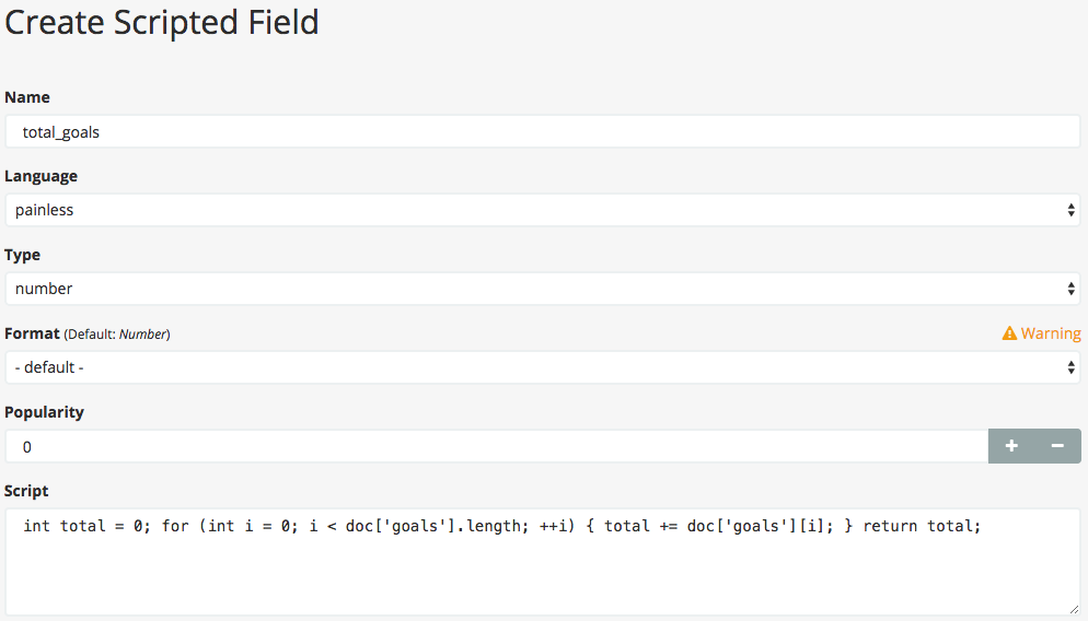 Creating a scripted field with painless